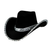 Dowegor Clearance! Cowboy Hat, Women's Masquerade Party Silver Trimmed Cowboy Hat Silver Trimmed Western Cowboy Hat, Cowgirl Hat, Cowboy Hats for Women, Cowboy Hat Men